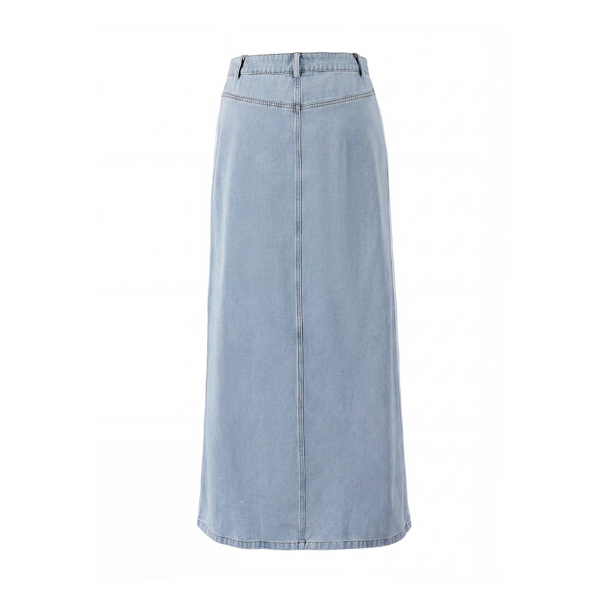 Denim Skirt With 2 Stripes Down The Side - Light Blue