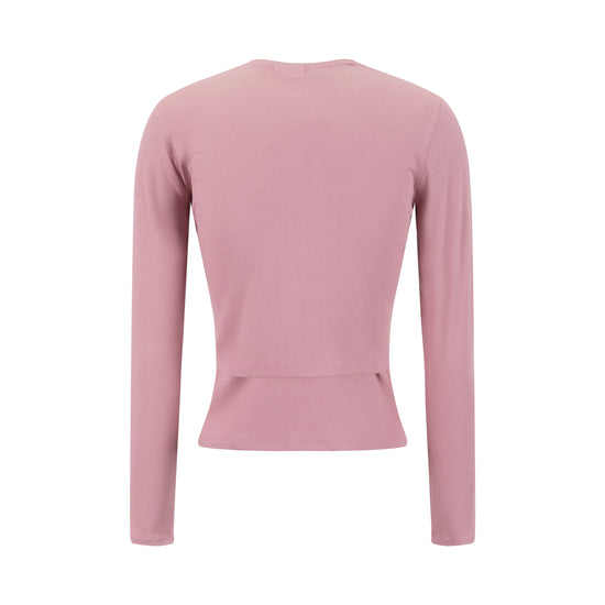 Cropped Ribbed Twin Set- Pink