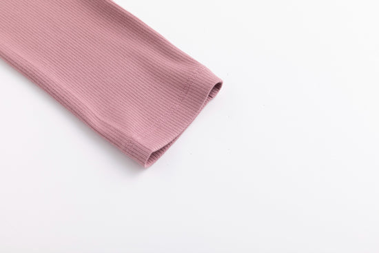 Cropped Ribbed Twin Set- Pink
