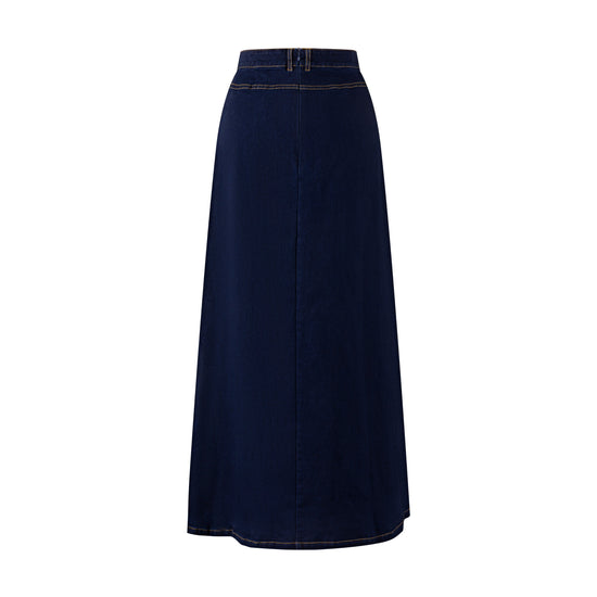 Basic Pocket Skirt Denim - Dark Blue