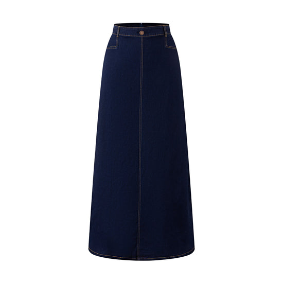 Basic Pocket Skirt Denim - Dark Blue