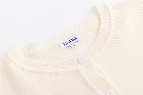 Button-Front Knit Cardigan With Scalloped Detail - Ivory