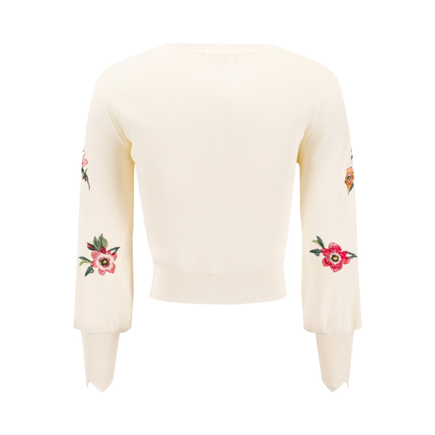 Button-Front Knit Cardigan With Scalloped Detail - Ivory