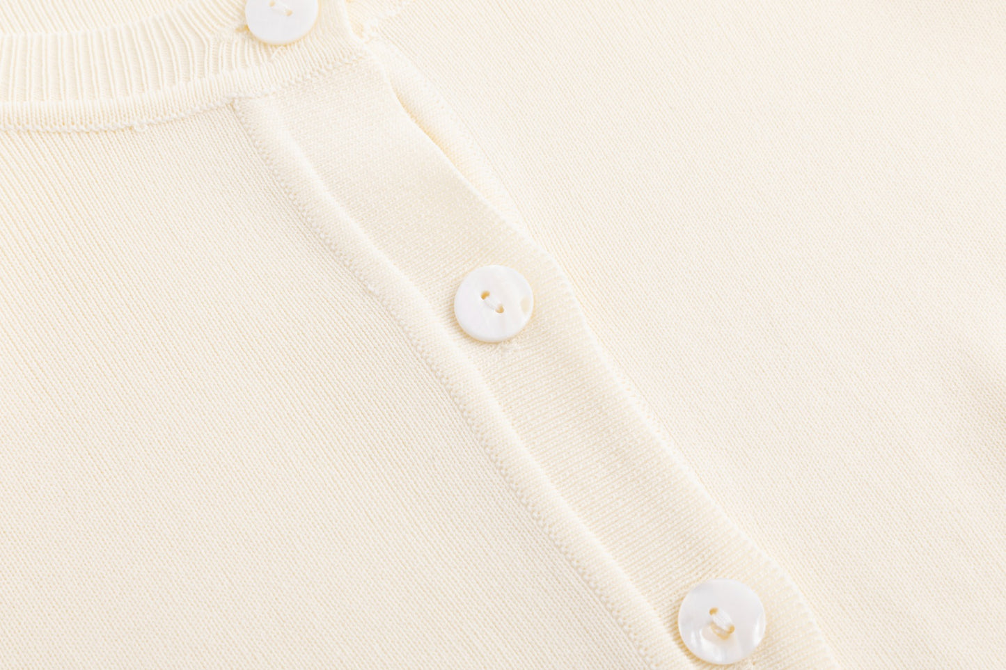 Button-Front Knit Cardigan With Scalloped Detail - Ivory