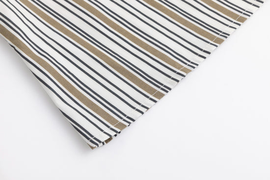 Solid Collar Striped Blouse -Sand