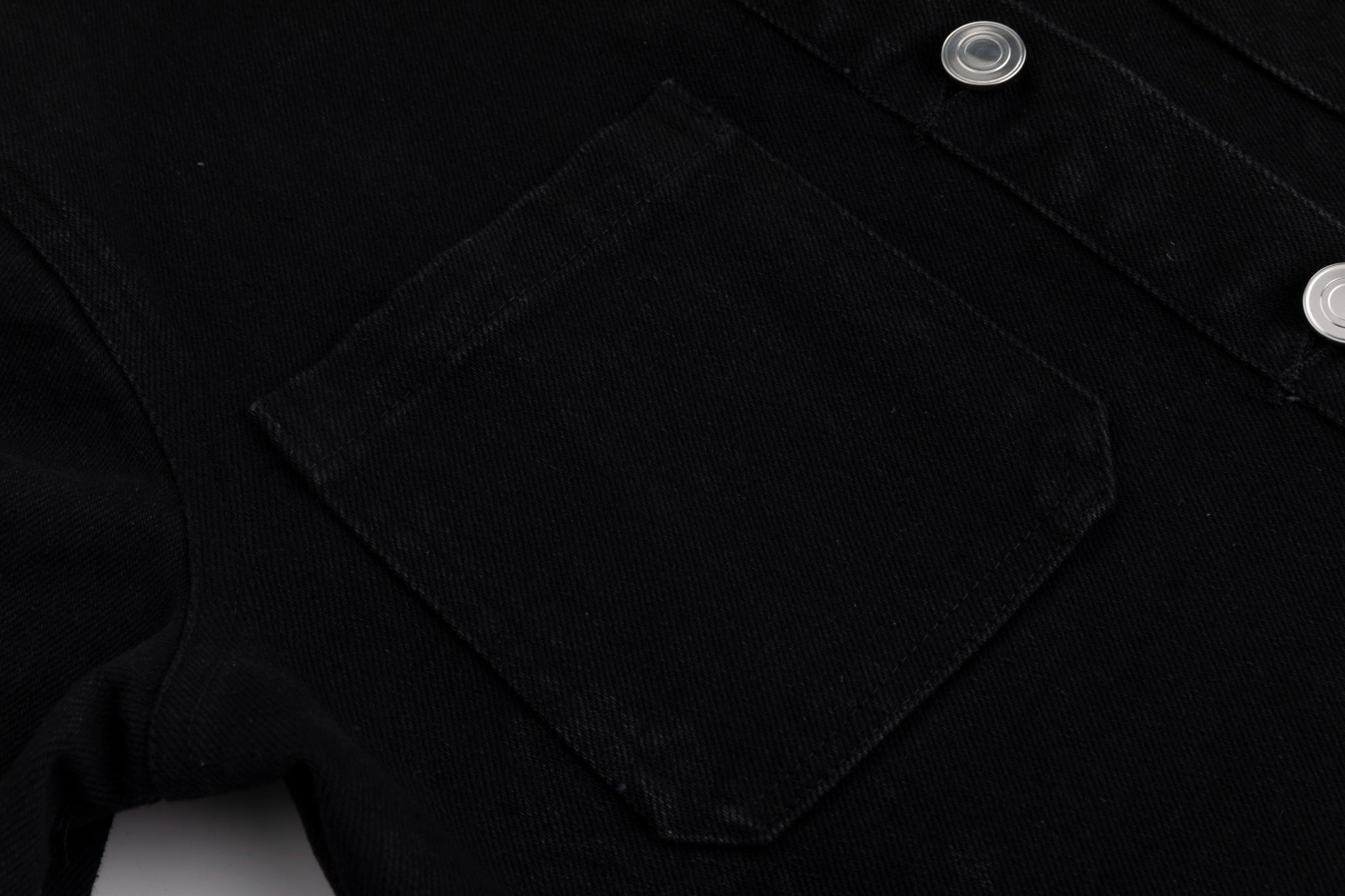 Acid Washed Flower Print Denim Top - Black