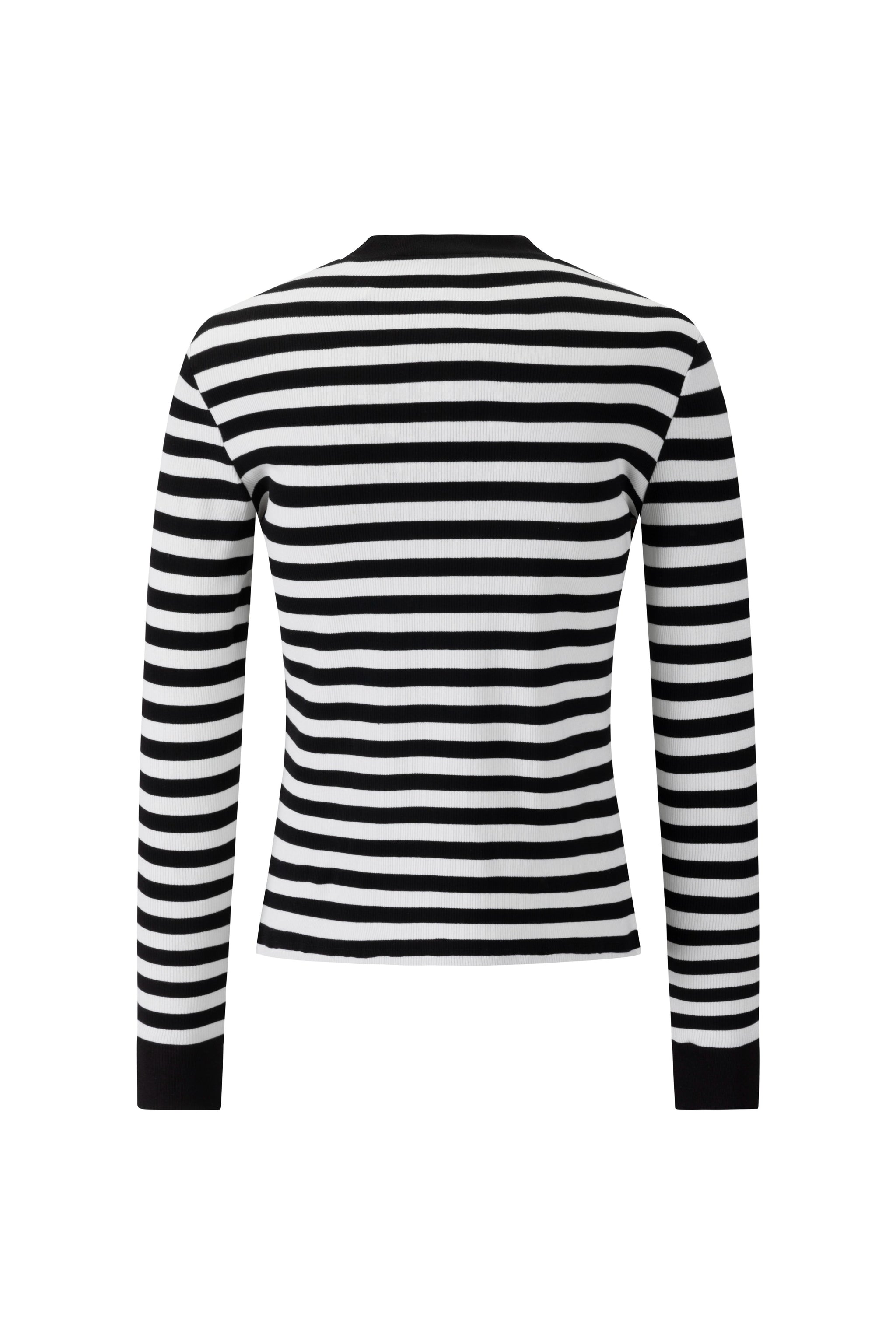 Striped V-Neck Top - Black