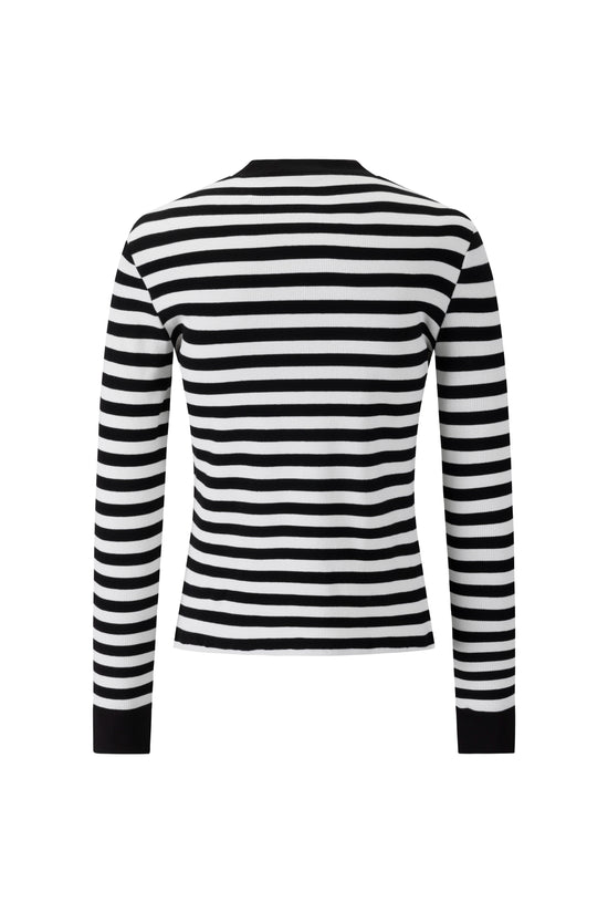 Striped V-Neck Top - Black