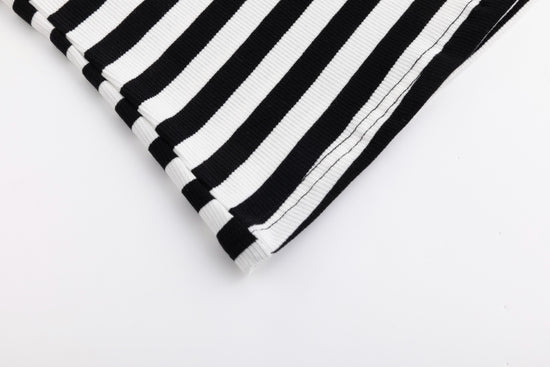 Striped V-Neck Top - Black