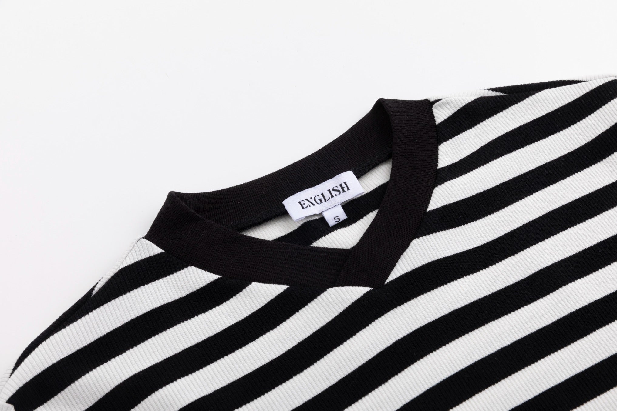Striped V-Neck Top - Black