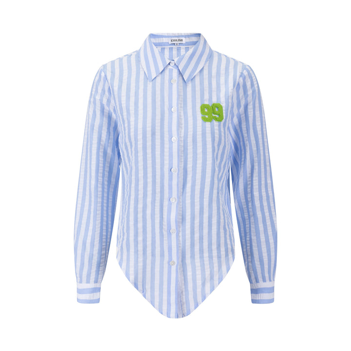 99 Patch Blue And Ivory Striped Shirt