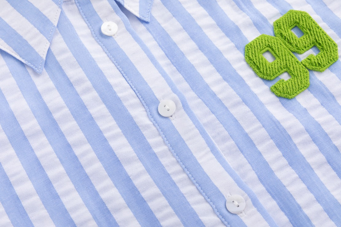 99 Patch Blue And Ivory Striped Shirt
