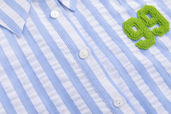 99 Patch Blue And Ivory Striped Shirt