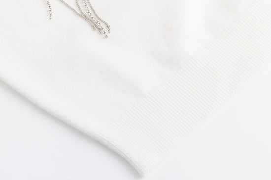 Sweater With Diamond Flower - White
