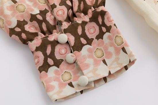 Ivory And Pink Printed Belted Dress