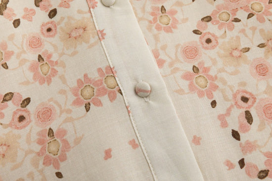 Ivory And Pink Printed Belted Dress