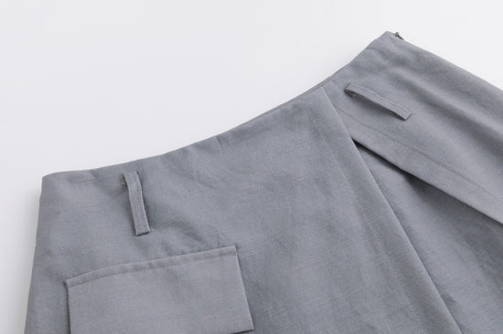 Grey Painted Flower Wrap Skirt