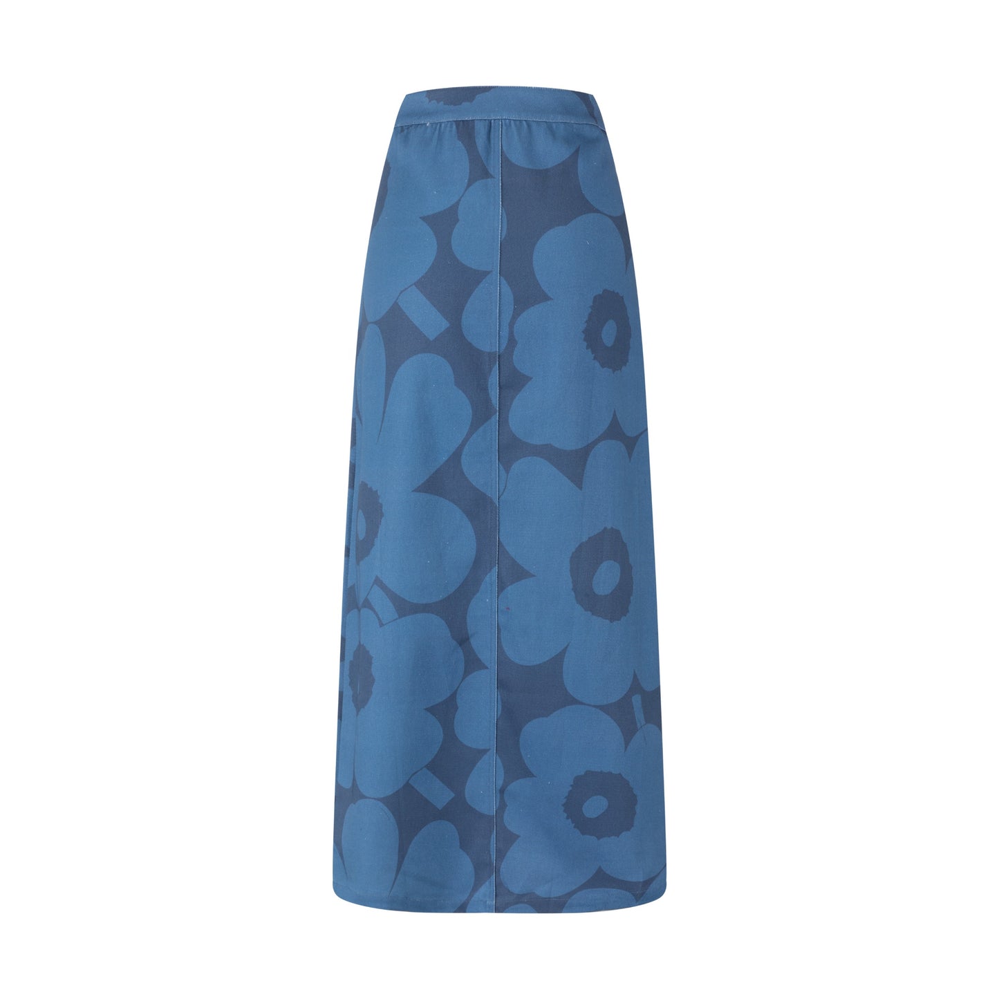 Navy Base Blue Flower Print Denim Skirt