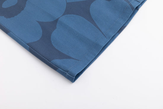 Navy Base Blue Flower Print Denim Skirt