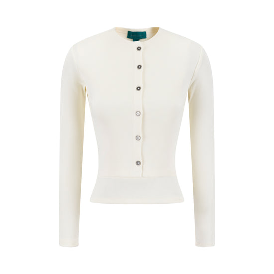 Cropped Ribbed Twin Set- Cream