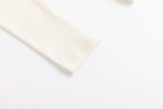 Cropped Ribbed Twin Set- Cream