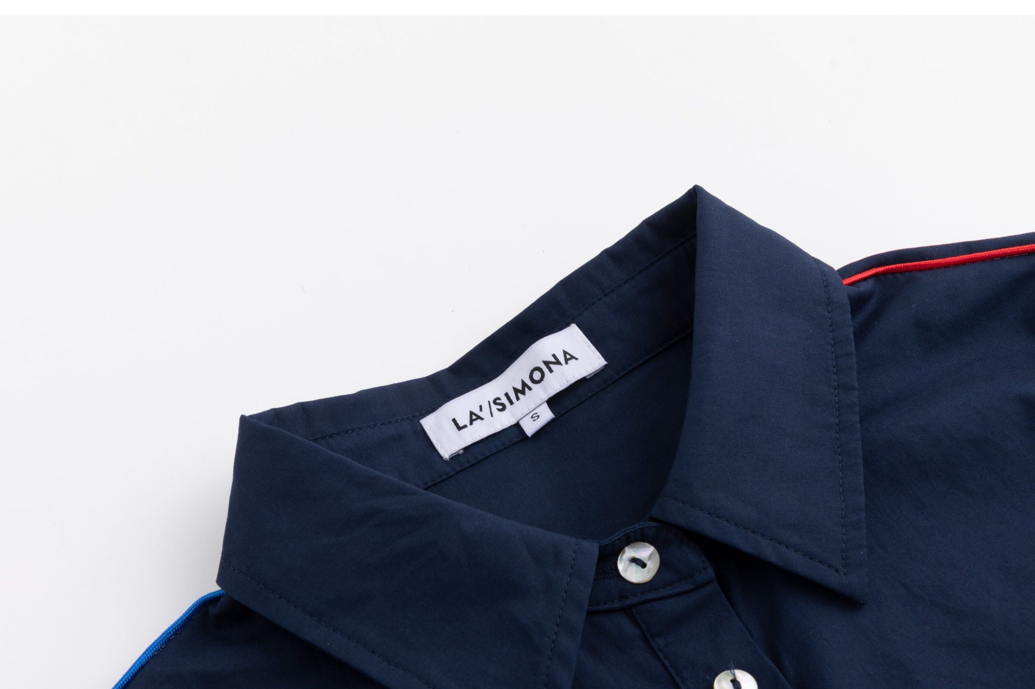 Red Seam Detail Shirt - Navy