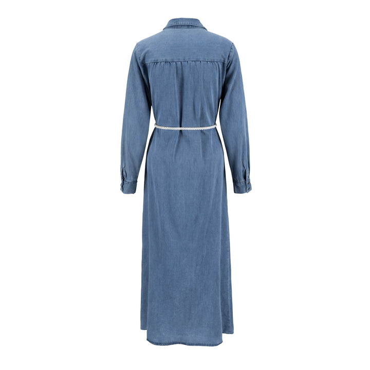 Denim Button Dress - Blue