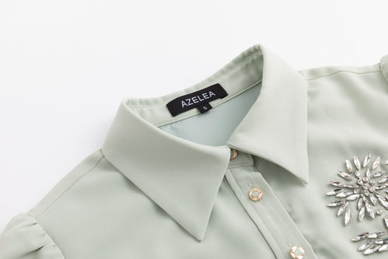 Pleated Shirt Top Diamond Flower Dress