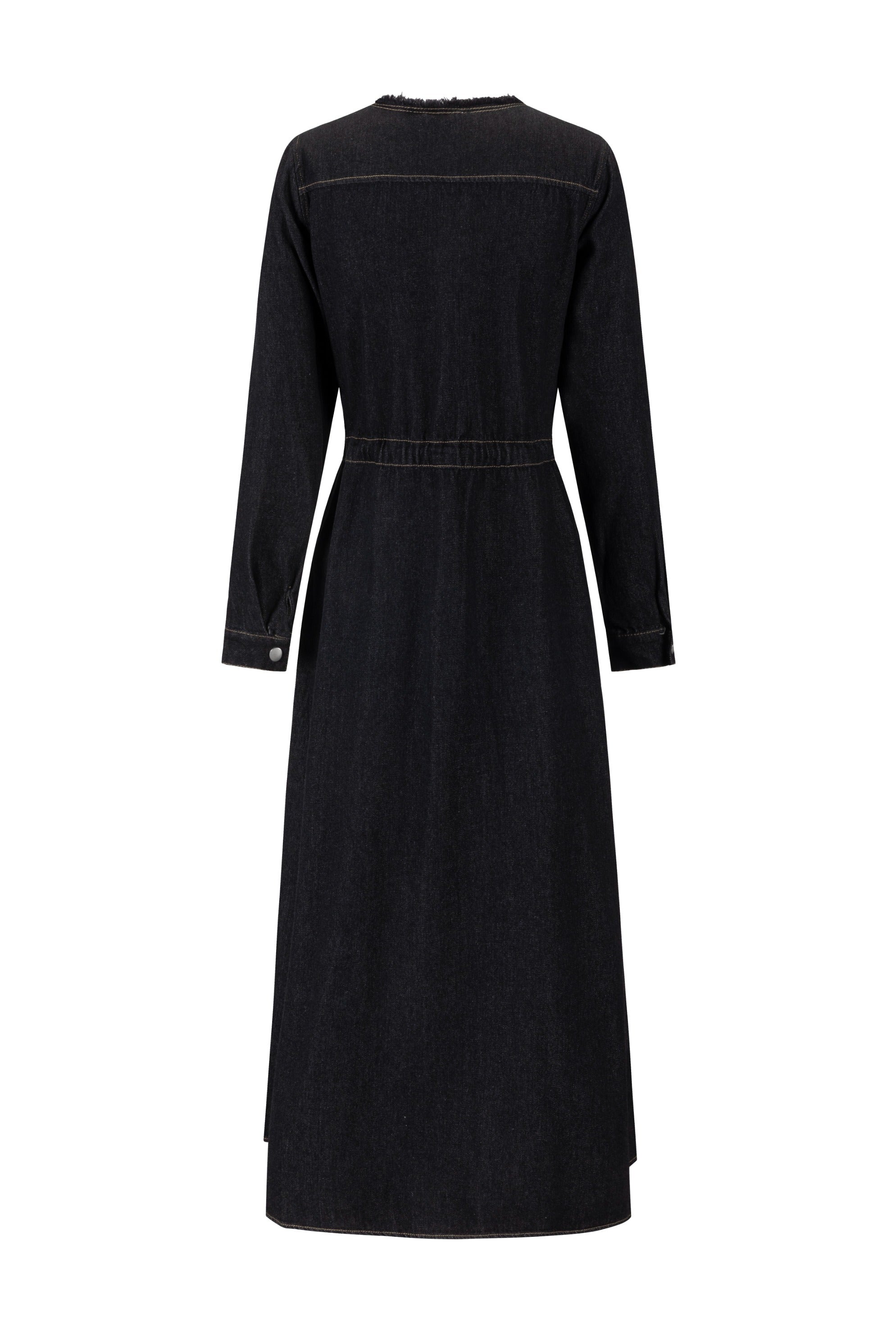 Ragged Edge Multi Pocket Denim Dress - Black