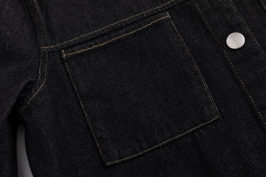 Ragged Edge Multi Pocket Denim Dress - Black