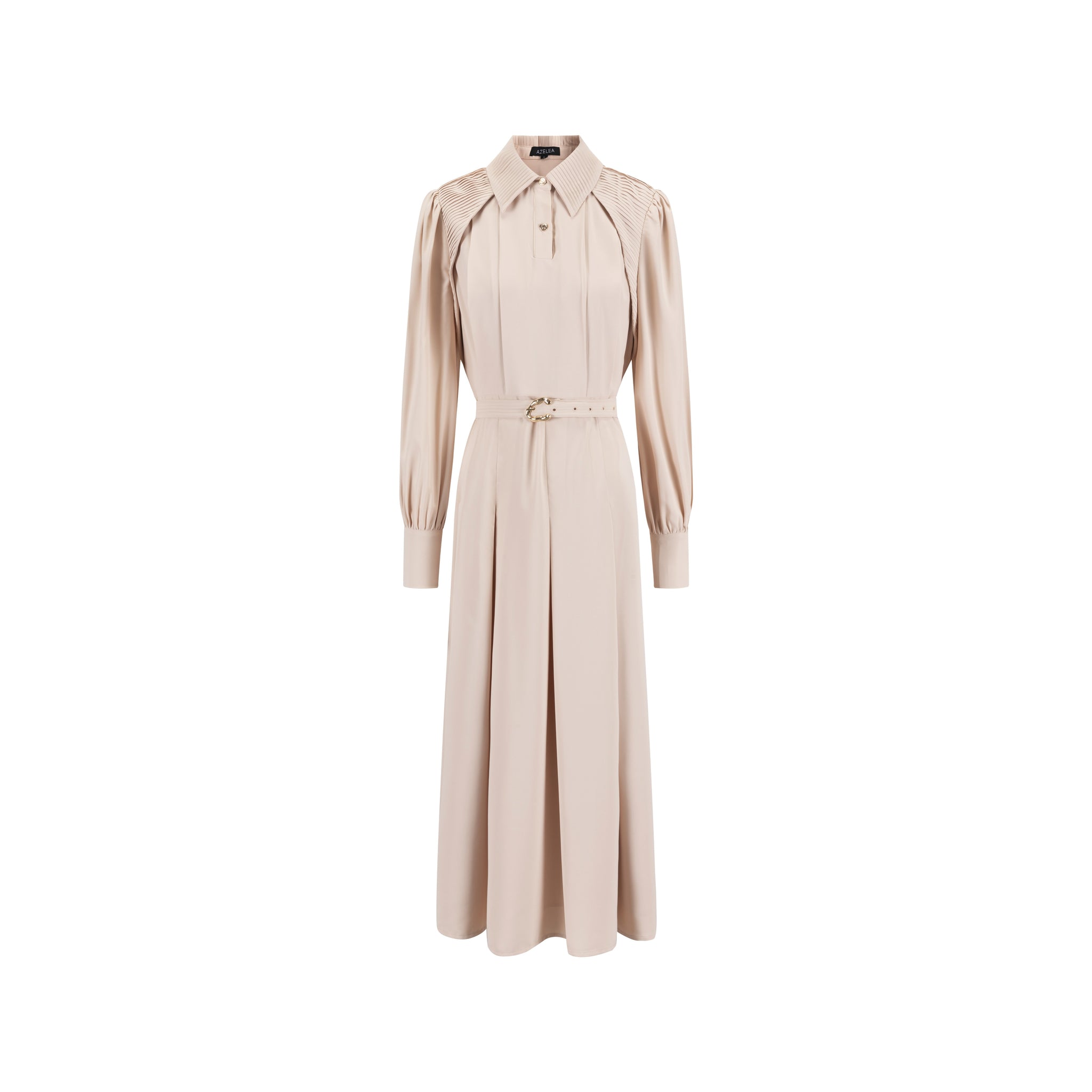 Pleated Dress With Details - Peach