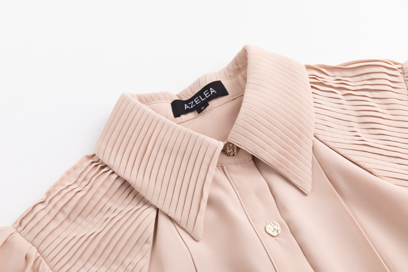 Pleated Dress With Details - Peach
