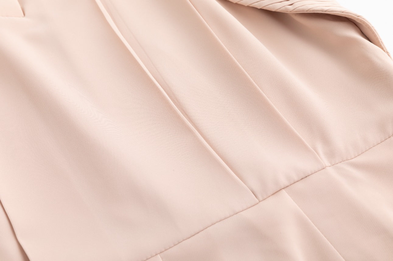 Pleated Dress With Details - Peach