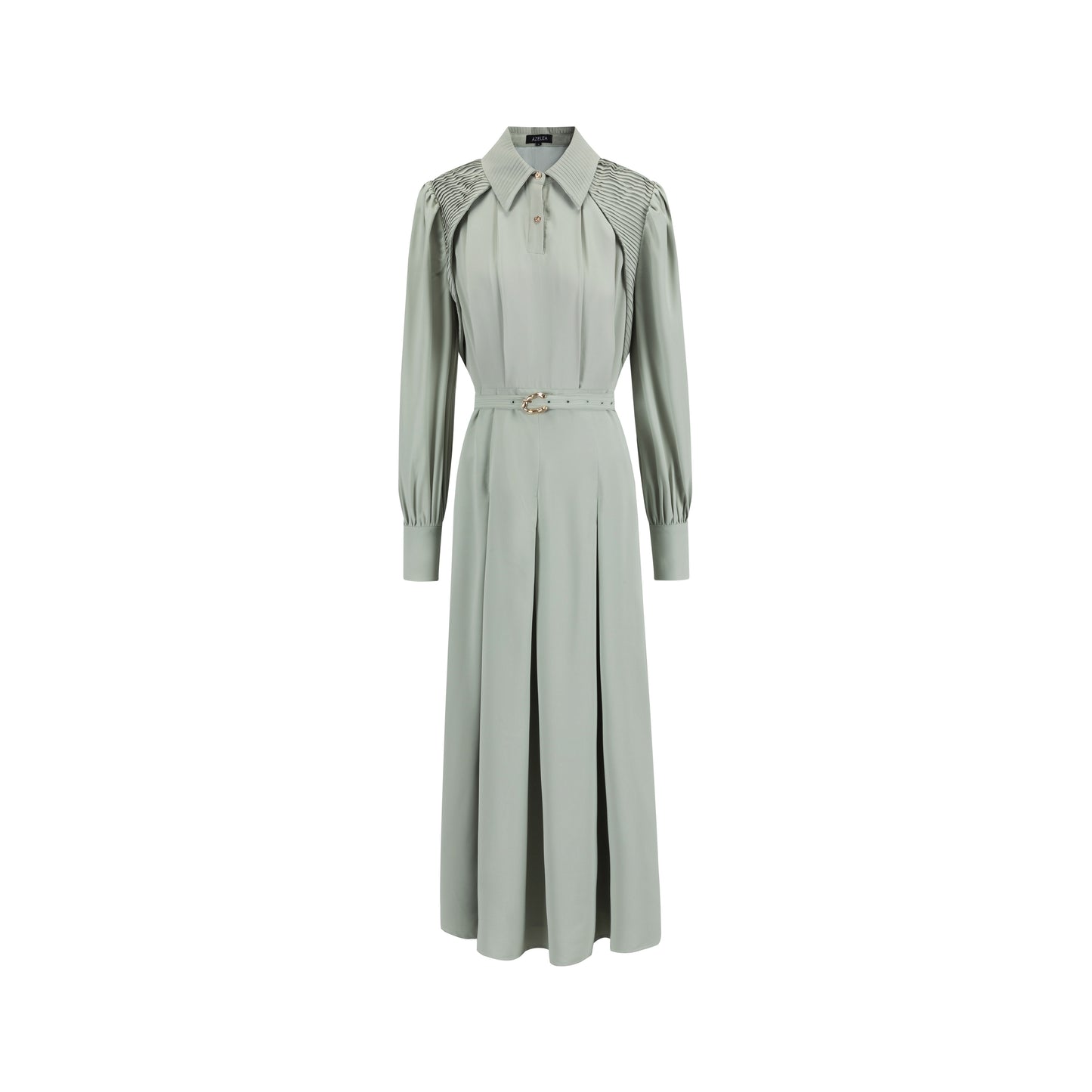 Pleated Dress With Details - Mint Green
