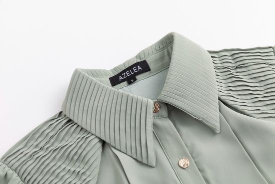 Pleated Dress With Details - Mint Green