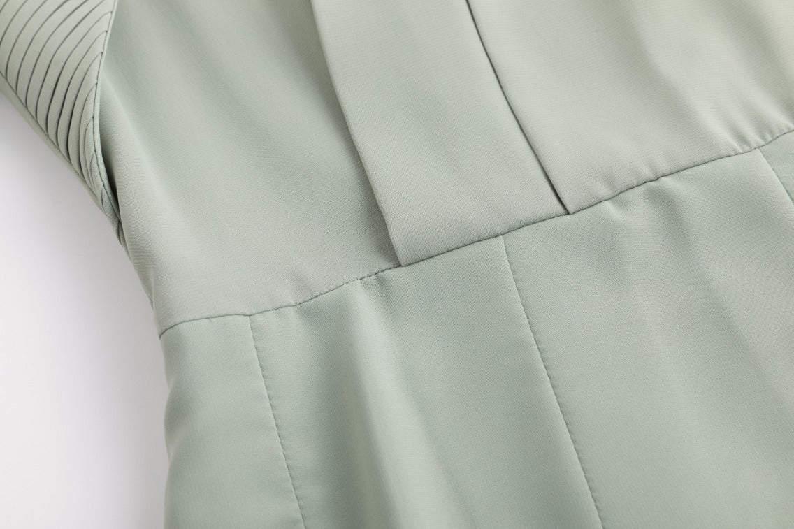 Pleated Dress With Details - Mint Green
