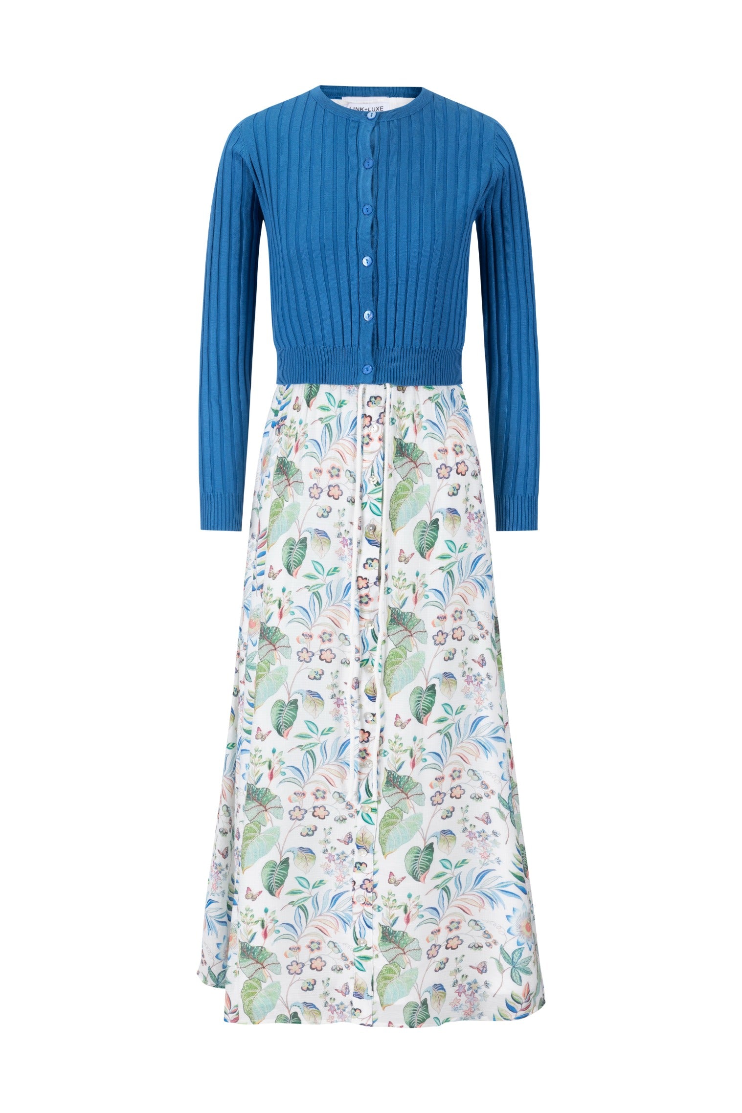 Printed Drawstring Jumper With Cardigan