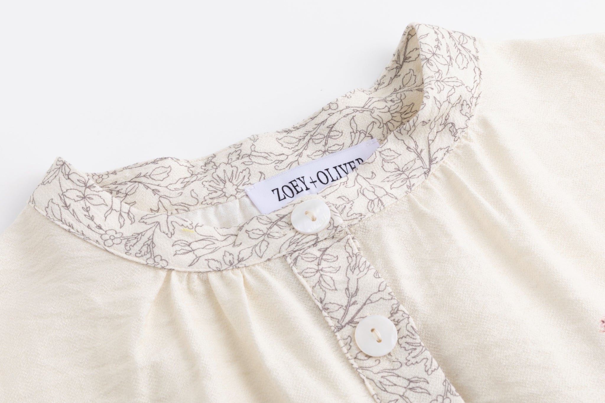 Ivory Blouse With Orange Floral Print