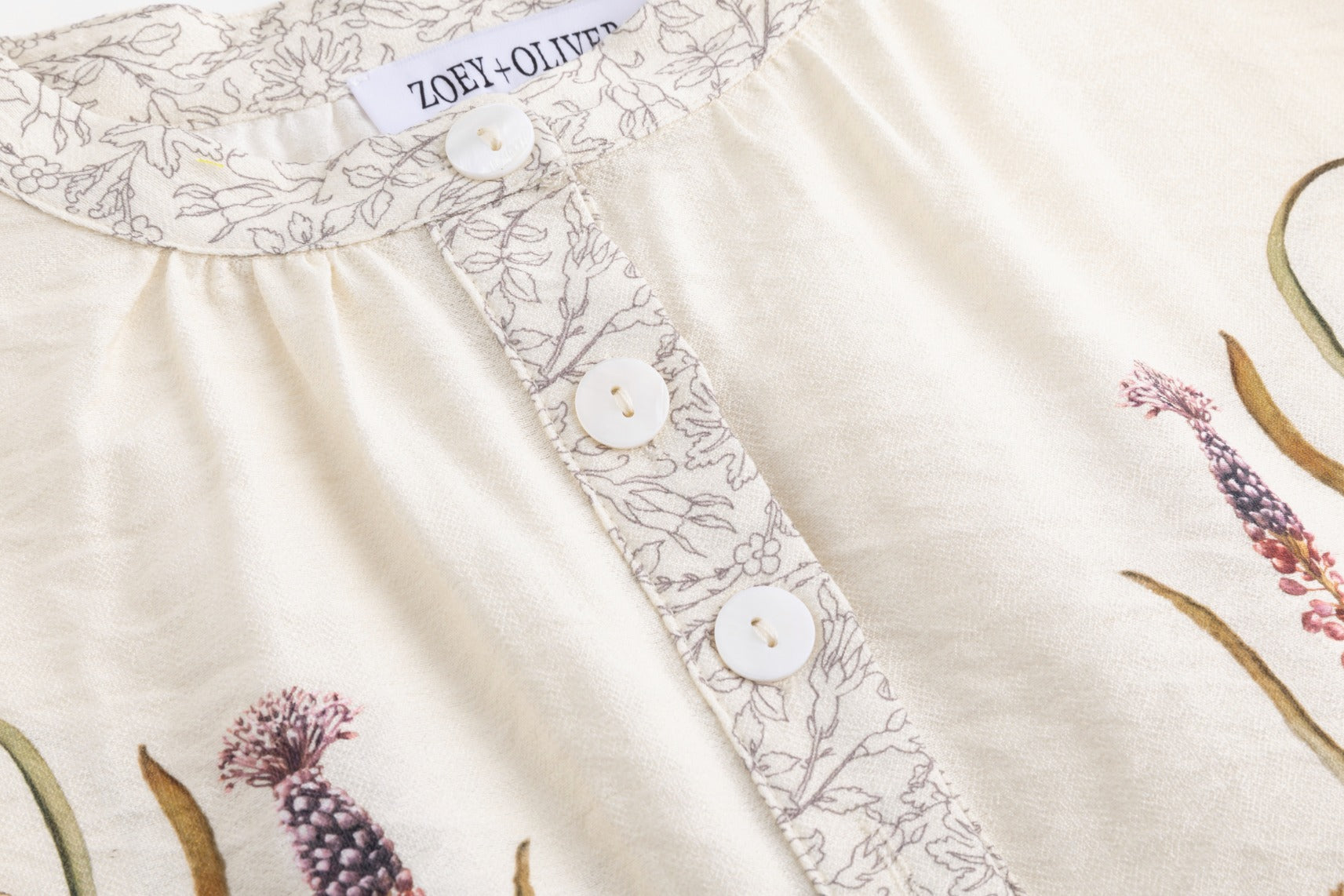 Ivory Blouse With Orange Floral Print