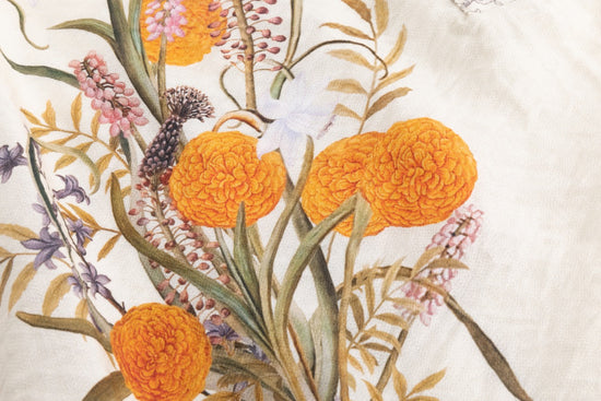 Ivory Blouse With Orange Floral Print