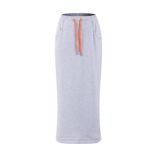 Sweatshirt Drawstring Skirt - Light Grey