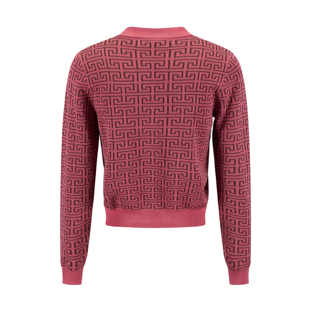 Pink Knit Logo Print Sweater With Collar