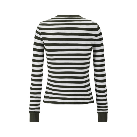 Striped V-Neck Top - Green
