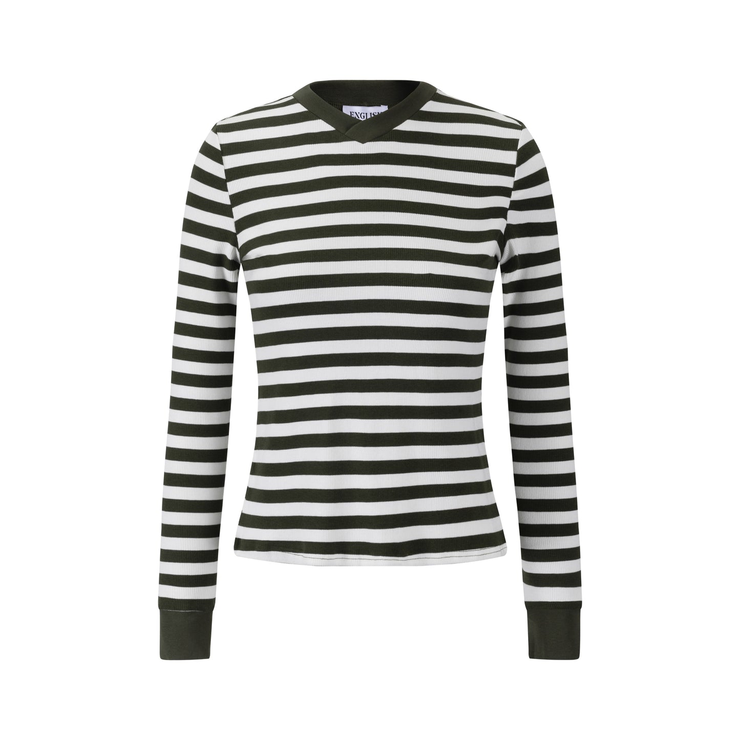 Striped V-Neck Top - Green