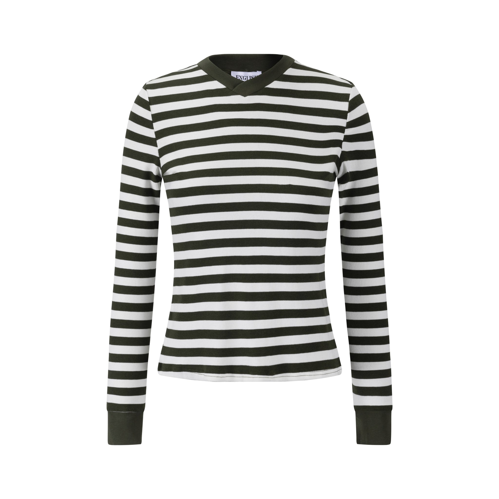 Striped V-Neck Top - Green