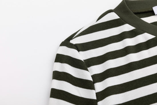 Striped V-Neck Top - Green