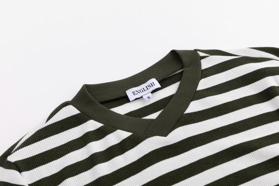 Striped V-Neck Top - Green