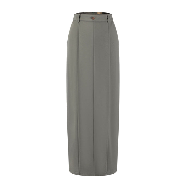 Piped Paneled Skirt - Green Moss