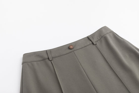 Piped Paneled Skirt - Green Moss