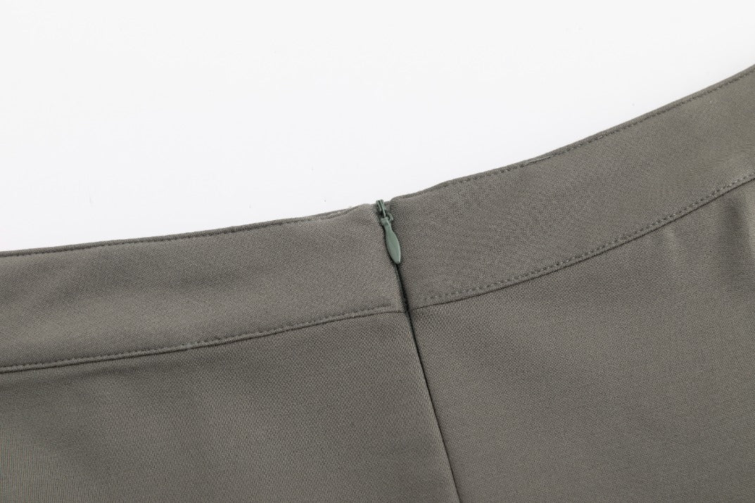 Piped Paneled Skirt - Green Moss